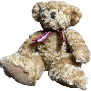 Russ Brown Ellington Collection Stuffed Teddy Bear Plush Red White Grey Neck Bow